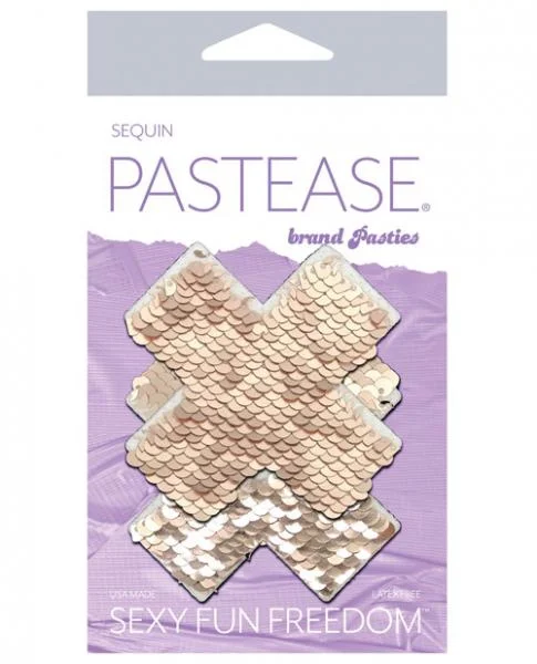 Pastease Color Changing Flip Sequins Cross Rose Gold Pasties O/S