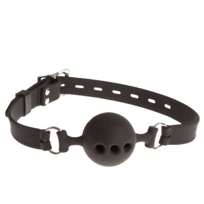 Bondara Silicone Kink Black Vented Ball Gag