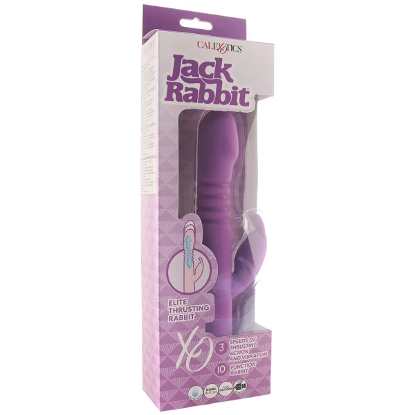 Jack Rabbit Elite Thrusting Rabbit Silicone Rechargeable Dual Stimulation Vibrator By CalExotics