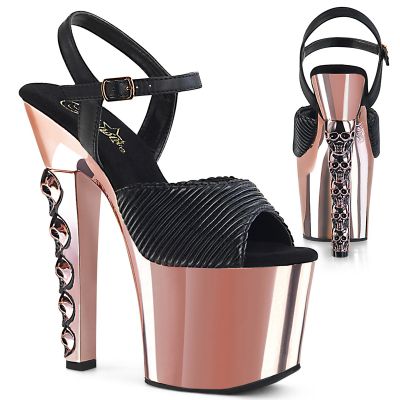7 inches Skull Stacked Heel 3 1 4 inches PF Ankle Strap Sandal