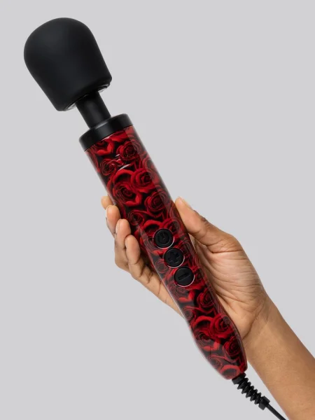 Doxy Original Rose-Patterned Mains-Powered Silicone Wand Massager