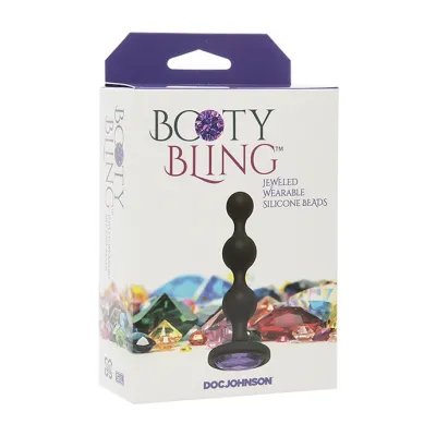 Booty Bling Jeweled Anal Bead Plug Purple 4 Inch