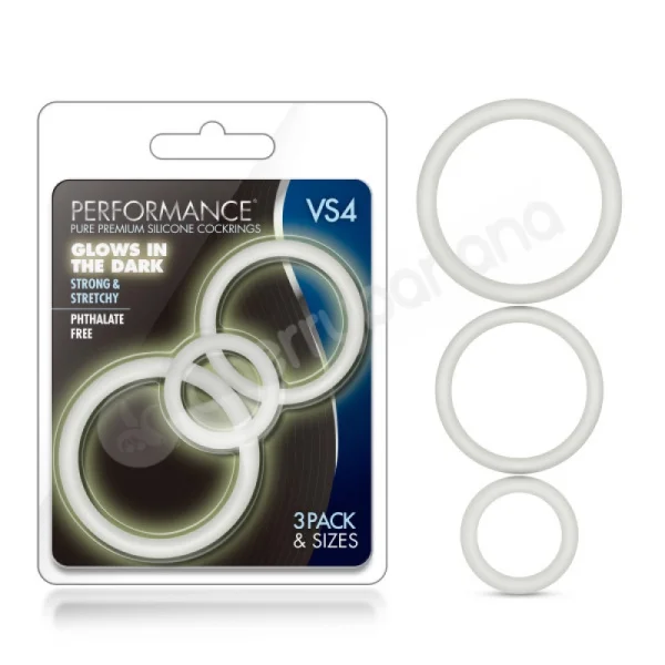 Performance VS4 Pure Premium Silicone White Cock Rings Mixed 3 Pack