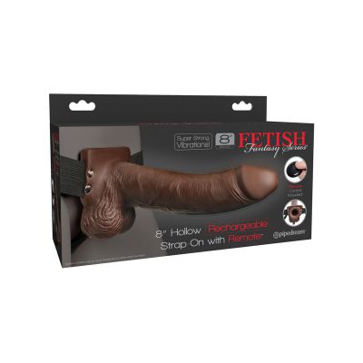 8 Hollow Vibrating Strap On Remote