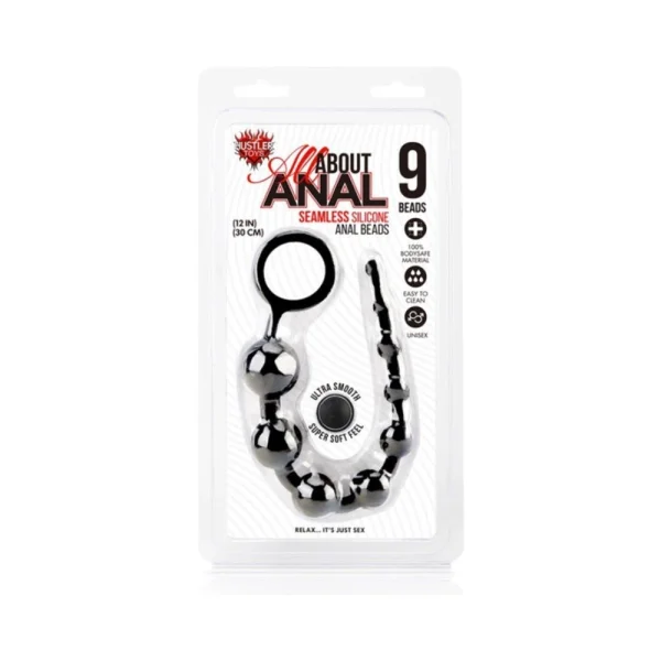 All About Anal Silicone Anal Beads 9 Balls Black