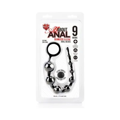 All About Anal Silicone Anal Beads 9 Balls Black