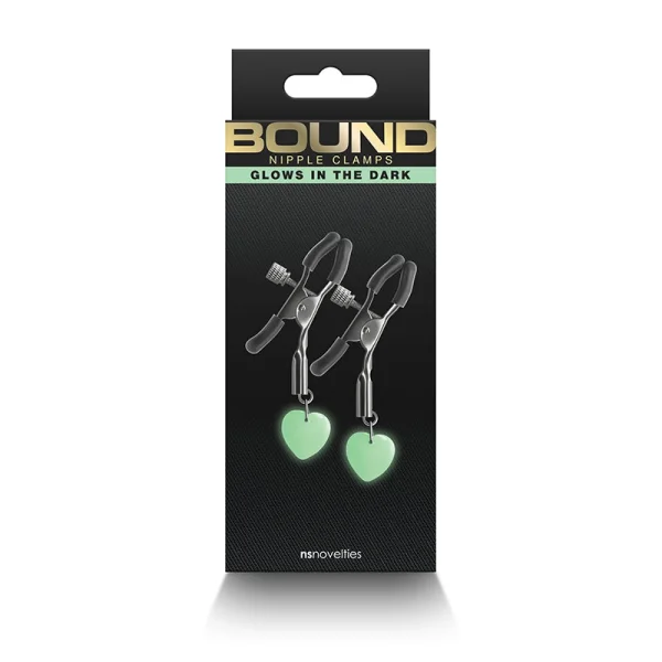 Bound Adjustable G3 Glow In The Dark Nipple Clamps by NS Novelties - Gunmetal