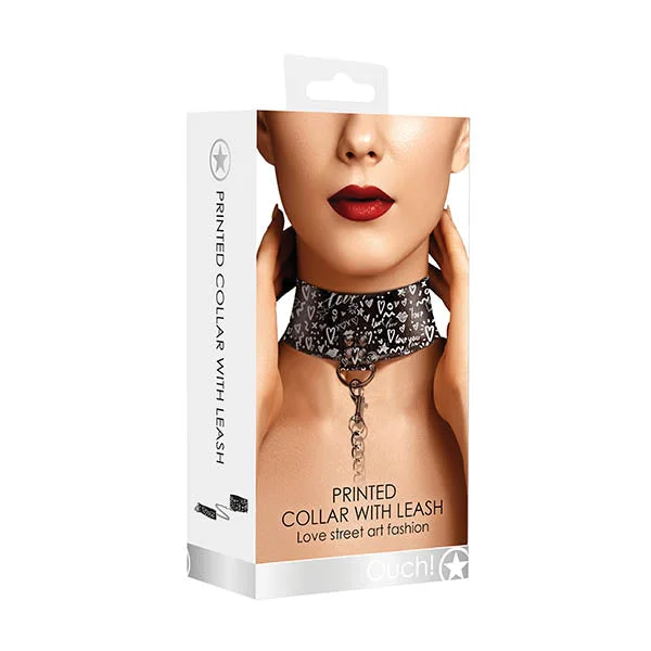 Ouch! Graffiti Collar with Leash — image 2 of 2