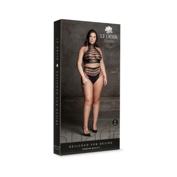 Whips & Paddles: Shots Le Desir Shade Carpo Xlvi 2-piece With Turtleneck, Crop Top & Panty Black Queen Size