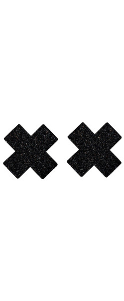 Black Glitter Cross Nipple cover- 1 pair