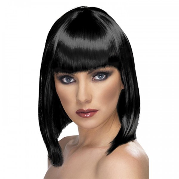 Alluring Asymmetric Black Bob Full Fringe Wig