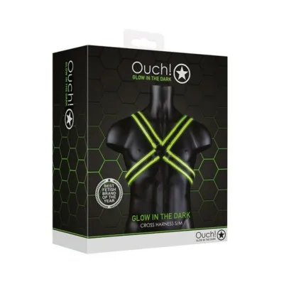 Ouch Glow Cross Harness Glow In The Dark Green S m