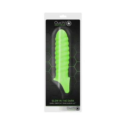 Ouch Glow Swirl Stretchy Penis Sleeve Glow In The Dark Green