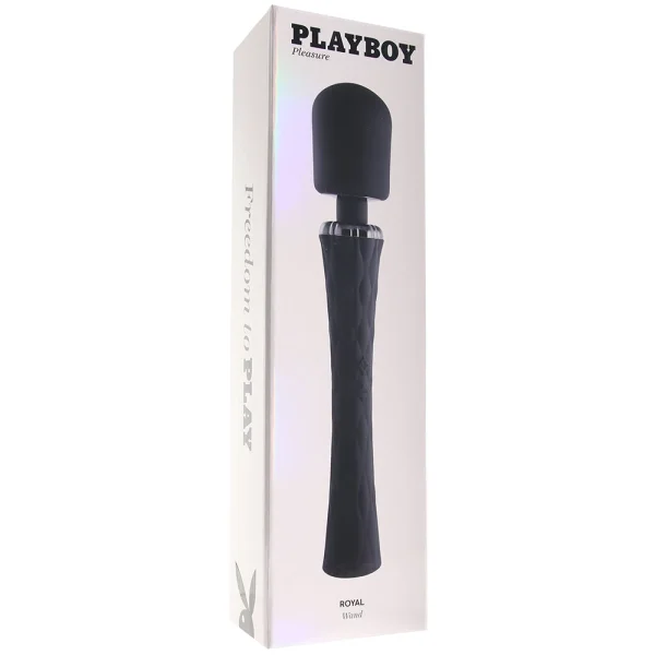 Playboy Pleasure Royal Rechargeable Silicone Vibrating Massage Wand - Black