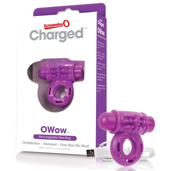 Charged Owow Rechargeable Vibe Ring - Purple - 6 Count Box