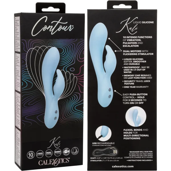 Contour Kali Silicone Waterproof Rechargeable Rabbit Style Vibrator By CalExotics