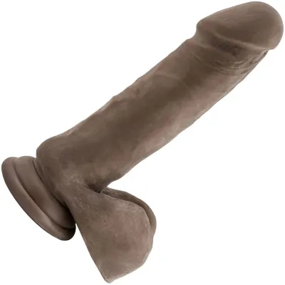 Au Naturel 8 Inch Sensa Feel Dual Density Dildo With Balls By Blush Chocolate