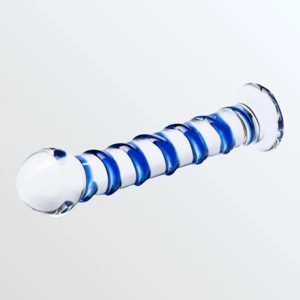 Glas Blue Spiral Glass Dildo