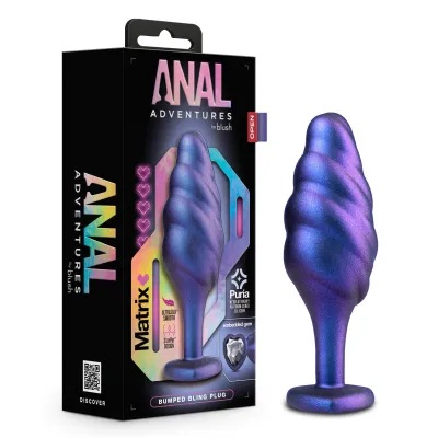 Anal Adventures Matrix Bumped Bling Plug Sapphire