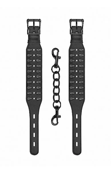 Ouch! Skulls & Bones Ankle Cuffs With Skulls Black
