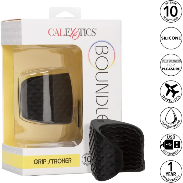 Boundless Grip Silicone Stroker Pulsating Penis Masturbator By CalExotics - Black