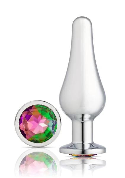 Cloud 9 Novelties Gems Silver Chrome Tall Plug - Large