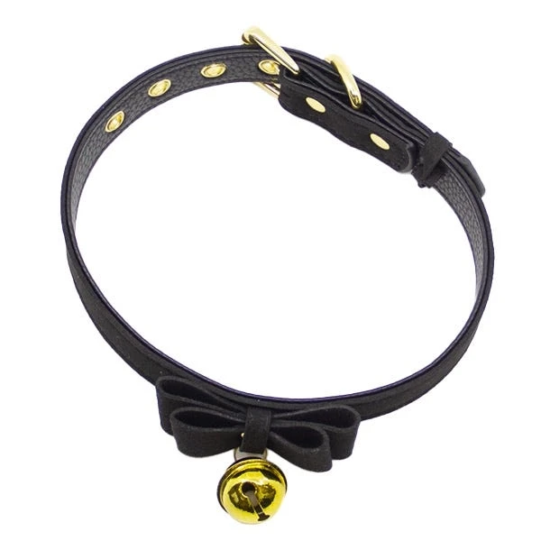 Love In Leather Bow Collar with Cat Bell