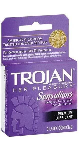 Trojan Her Pleasure Sensations Lubricated  Condoms - 3 Pack