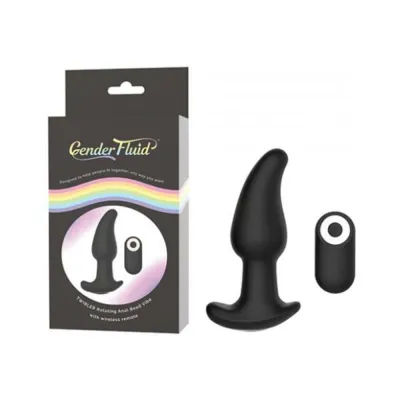 Gender Fluid Twirler Anal Vibe With Remote Silicone Black