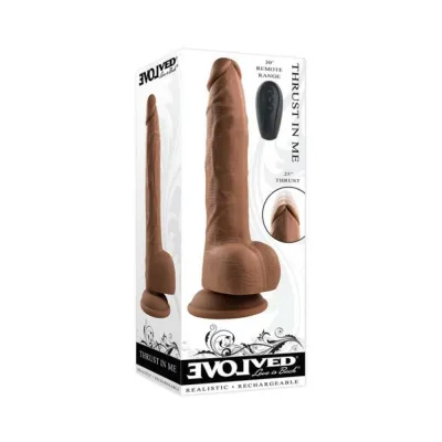 Vibrating Dildos Evolved Thrust In Me Rechargeable Remote Controlled Thrusting Vibrating 9 25 In Silicone Dildo Dark