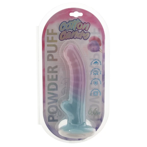 Cotton Candy Powder Puff 6.75" Silicone Suction Cup Dildo