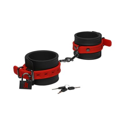 Kink By Doc Johnson Silicone Ankle Cuffs Black red