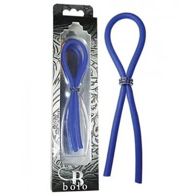 Bolo Lasso Silicone Ring Blue Gems Bead Slider
