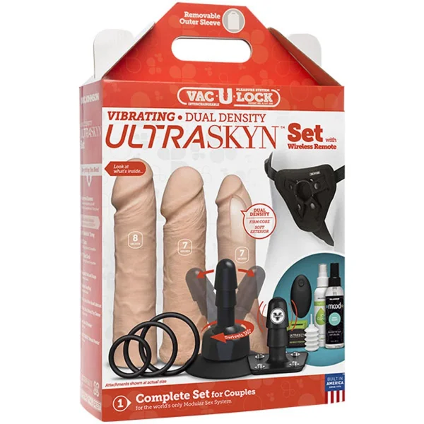 Vac-U-Lock Vibrating Dual Density Ultraskyn 3 Dong Set With Wireless Remote — image 25 of 25