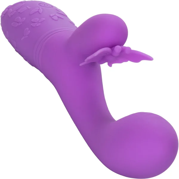 Rechargeable Butterfly Kiss Silicone Flutter Dual Stimulation Vibrator By CalExotics - Purple