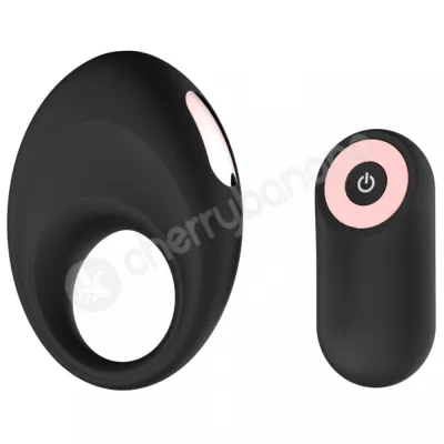 Velvetine Finley Black Vibrating Cock Ring With Remote