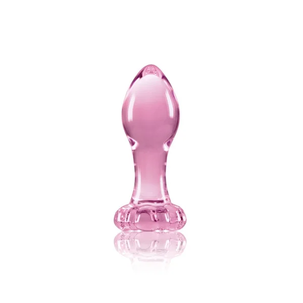 Crystal Flower Glass Anal Plug Pink