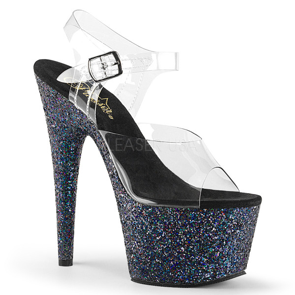 7 inches Heel,2 3/4 inches PF Ankle Strap Sandal W/ Holo Glitter Bottom — image 9 of 12