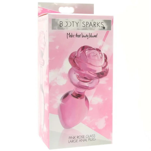 Booty Sparks Pink Rose Glass Anal Plug