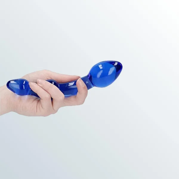 Superior Blue Glass Double-ended Dildo by Chrystalino