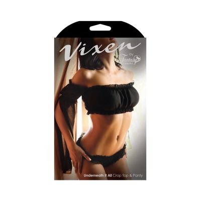 Vixen Underneath It All Crop Top Panty Black One Size
