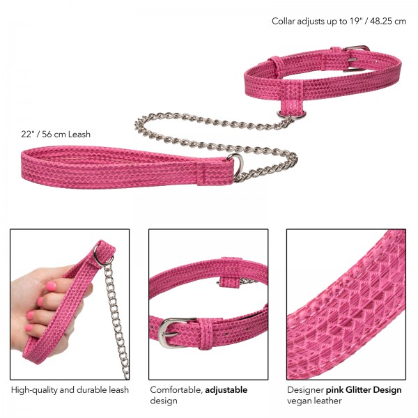 Tickle Me Pink Collar With Leash