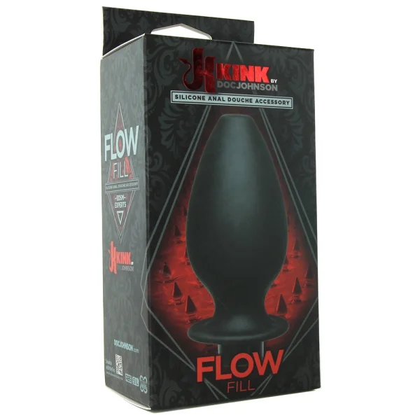 Kink Flow Silicone Anal Douche Accessory Full Flush Out - Black
