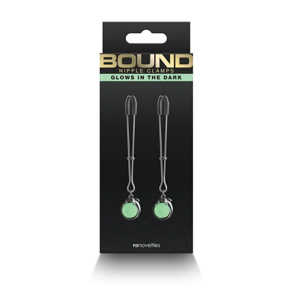 Bound Adjustable G1 Glow In The Dark Nipple Clamps by NS Novelties - Gunmetal