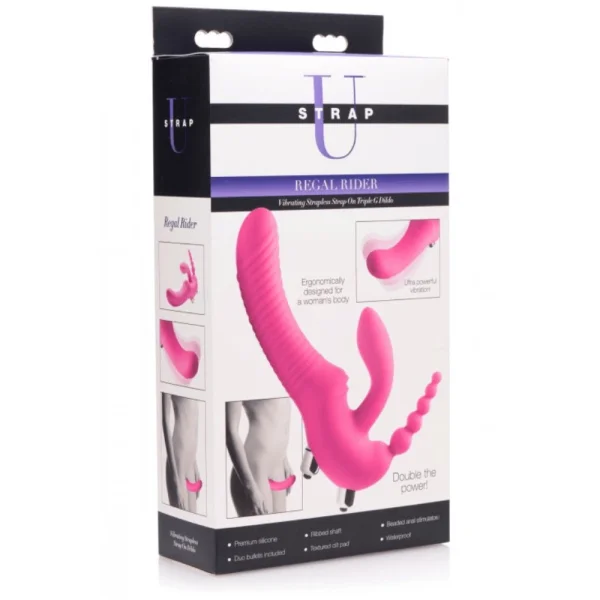 Strap U Regal Rider Vibrating Strapless Strap On Triple Stimulator
