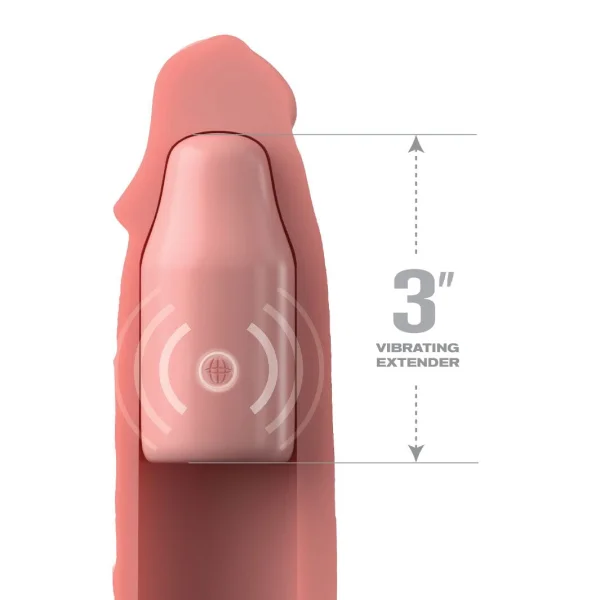 Fantasy X-tensions Elite Silicone Vibrating 9" Penis Extension With 3" Extender & Remote  - Vanilla