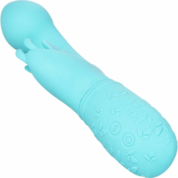 Butterfly Kiss Silicone Rechargeable Waterproof Dual-Stimulation Vibrator By CalExotics - Blue