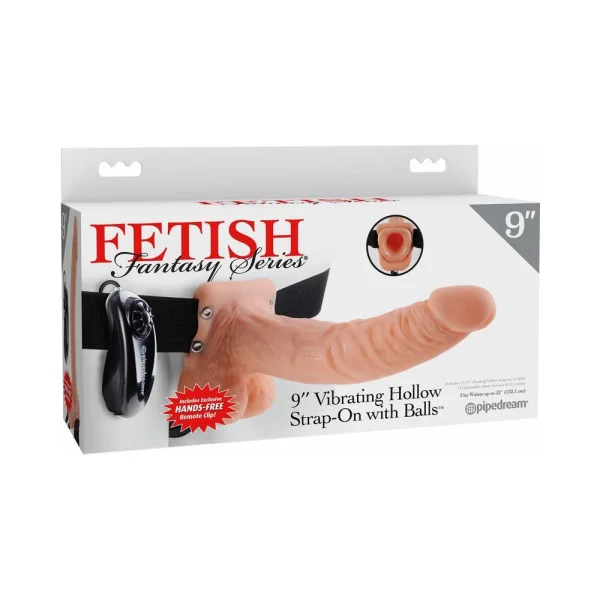 Fetish Fantasy 9in Vibrating Hollow Strap-on With Balls