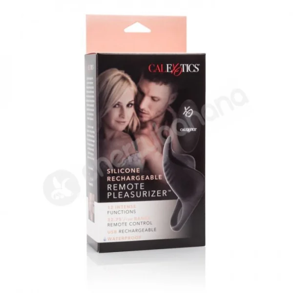 Silicone Rechargeable Black Remote Pleasurizer Cock Ring