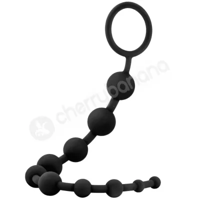 Anal Adventures Platinum 10 Silicone Black Anal Beads With Pull Ring